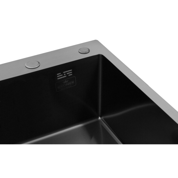 Кухонна мийка Kroner KRP Schwarze - 6350RHM PVD (3.0/1.0 мм) крило ліворуч