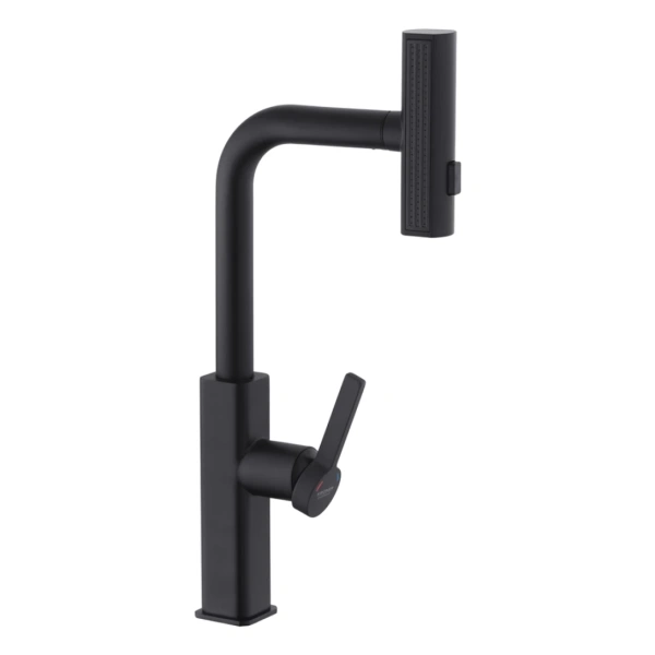 Змішувач для кухні з висувним виливом у чорному кольорі Kroner KRP Edelstahl Klassisch - SCH03918