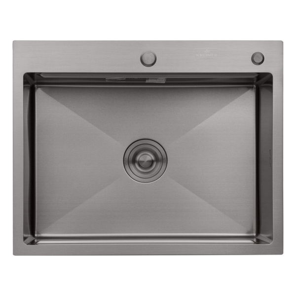 Кухонна мийка Kroner KRP Schwarze - 6350HM PVD (3.0/1.0 мм) у кольорі графіт + сушарка