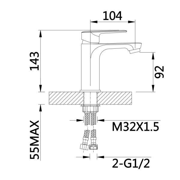 Змішувач для умивальника Qtap Leo New хром