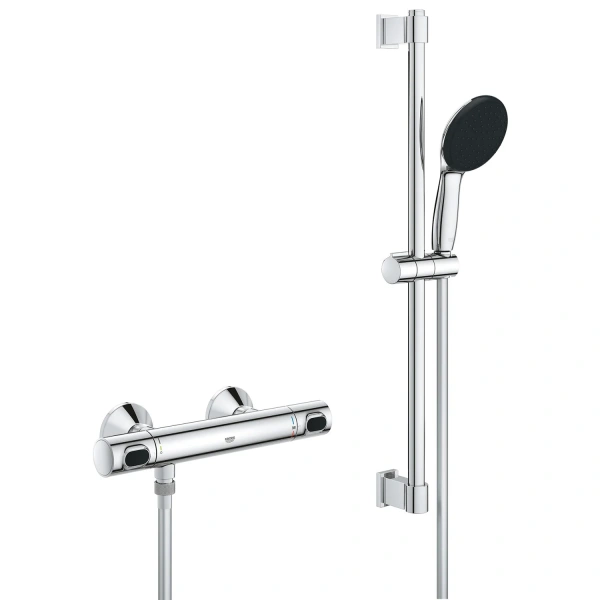 Фото Набір змішувачів Grohe Quickfix термостат для душу з душовим гарнітуром Precision Flow THM та змішувач для раковини StartEdge S-Size
