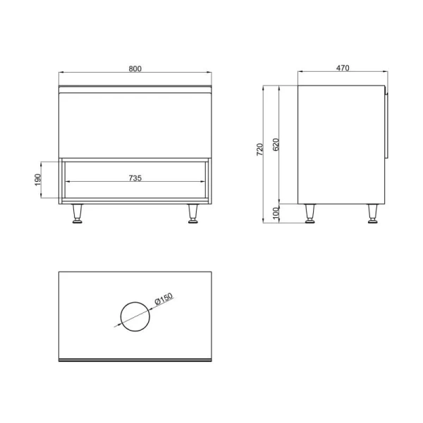 Тумба для підлоги Qtap Robin 800х616х437 Graphite/Whitish oak зі стільницею