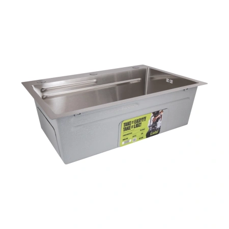 Фото Мийка для кухні Lidz Handmade 680x450 мм сталева інтегрована Brushed Steel