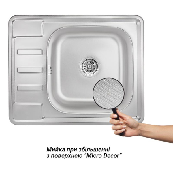 Кухонна мийка Lidz 6350 Micro Decor 0,8 мм