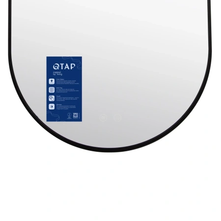 Дзеркало Qtap Scorpio (SC1) з LED-підсвічуванням Touch, з антизапотіванням, з димером, рег. темп. кольору (3000-6500K) Black