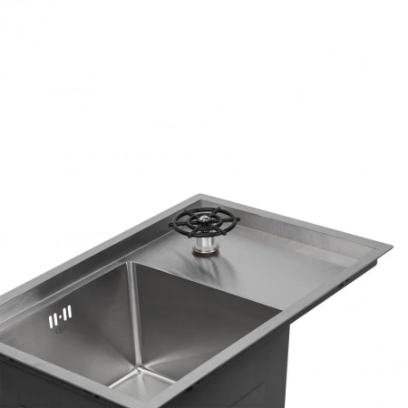 Фото Кухонна мийка з кришкою та омивачем Qtap DC5638 Satin 3.0/1.2 мм