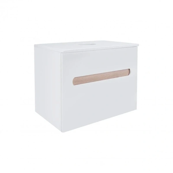 Тумба підвісна Qtap Virgo 600х476х469 White/Whitish oak зі стільницею