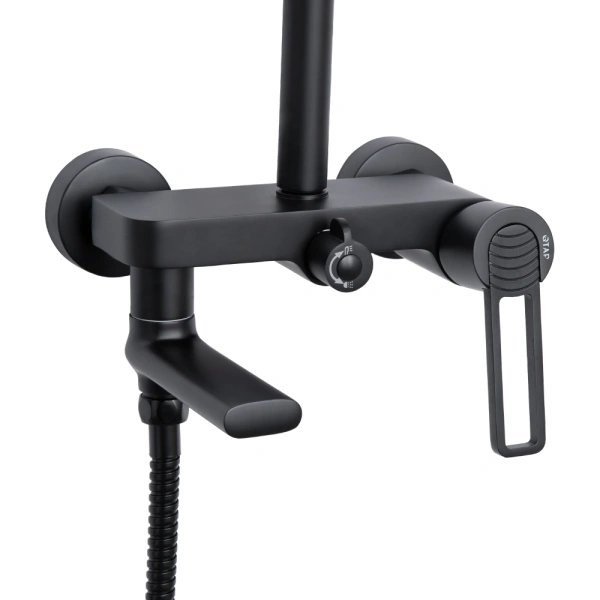 Душова система з виливом у чорному кольорі телескопічна Qtap Taurus