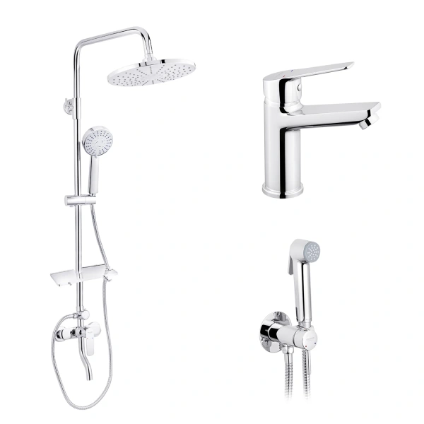 Набор 3 в 1 душова система Kroner Armada-C064K + змішувач Hagen-C010 + змішувач Bidet