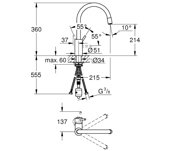 Фото Змішувач одноважільний GROHE CONCETTO