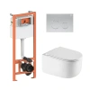 Готове рішення Qtap для ванної кімнати: підвісний унітаз Taurus Ultra Quiet 485×360×350 + комплект інсталяції Nest 4 в 1 (кругла клавіша Satin)