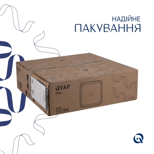 Комплект Qtap Stork: Раковина накладна квадратна 430x430x125 мм White + Донний клапан PU02 QT15112194WN47318