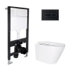 Готове рішення Qtap для ванної кімнати: підвісний унітаз Swan Ultra Quiet 485x360x320 + комплект інсталяції Standard (лінійна клавіша Black)