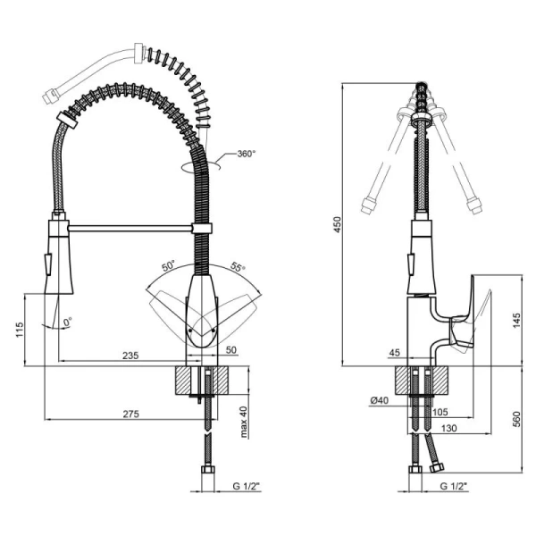 Фото Змішувач для кухні з рефлекторним виливом Qtap Optima