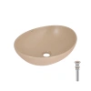 Раковина накладна Qtap Dove 415x340x140 мм, Beige, овальна, з донним клапаном