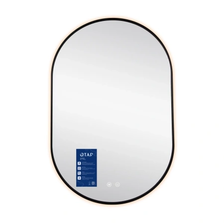 Дзеркало Qtap Scorpio (SC1) з LED-підсвічуванням Touch, з антизапотіванням, з димером, рег. темп. кольору (3000-6500K) Black