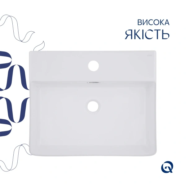 Комплект Qtap Nando LT: Раковина підвісна прамокутна 500х420х130 мм White + Донний клапан PU02O QT12112173SWN47323