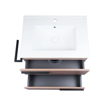Комплект Qtap Taurus 700х800х437 Whitish oak тумба для пола + раковина врізна