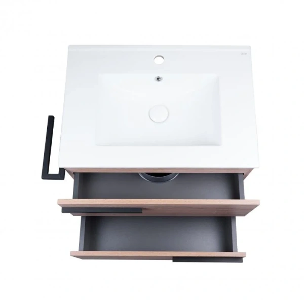 Комплект Qtap Taurus 700х800х437 Whitish oak тумба для пола + раковина врізна