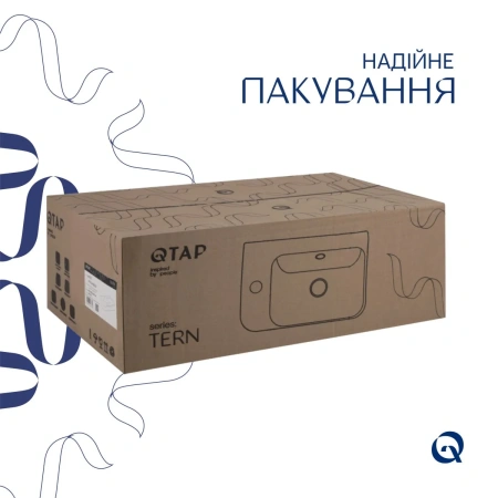 Раковина підвісна Tern 450х250х158 мм, White, ліва, прямокутна, без донного клапана Qtap