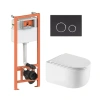Готове рішення Qtap для ванної кімнати: підвісний унітаз Taurus Ultra Quiet 485×360×350 + комплект інсталяції Nest 4 в 1 (кругла клавіша Matt Black)