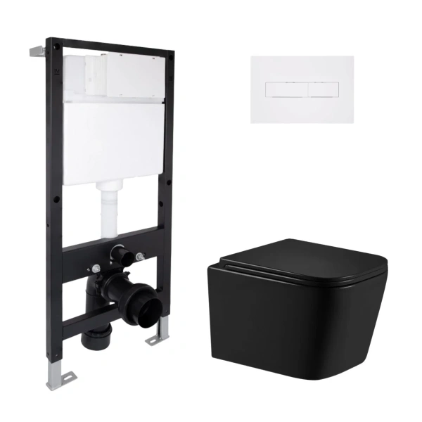 Готове рішення Qtap для ванної кімнати: підвісний унітаз Crow Ultra Quiet 485x340x290 + комплект інсталяції Standard (лінійна клавіша White)