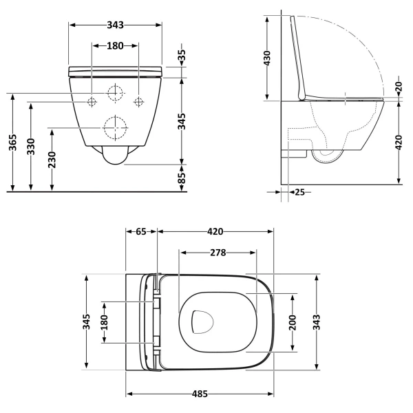 Унітаз підвісний Qtap Gemini Ultra Quiet 485×340×350 мм, White, з сидінням Slim Duroplast / Soft-close / Quick Release