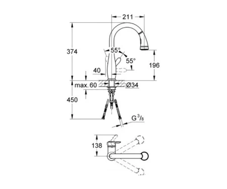 Фото Змішувач для мийки GROHE PARKFIELD