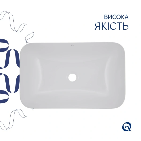 Комплект Qtap Scorpio: Раковина врізна прамокутна 615х390х150 мм White + Донний клапан PU02 QT1411K491WN47291