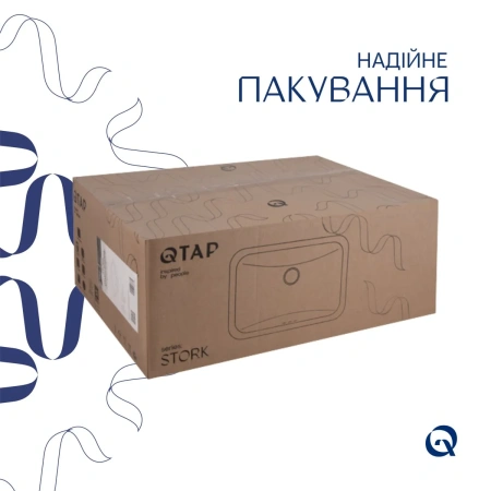 Раковина врізна Stork 535x365x190 мм, White, прямокутна, без донного клапана Qtap