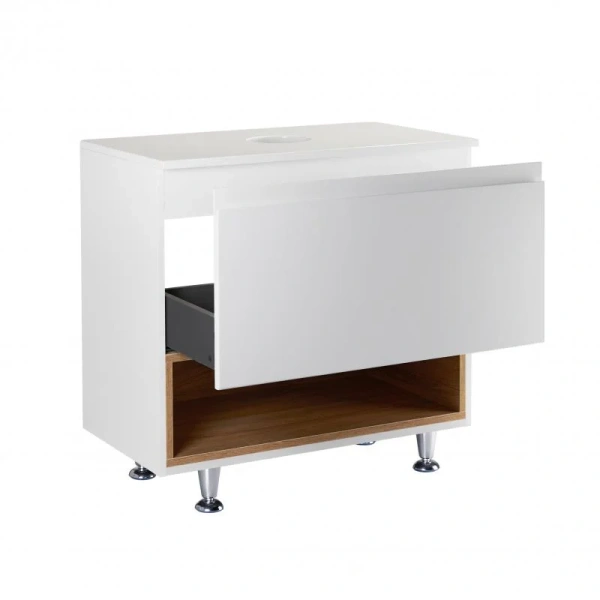 Тумба для підлоги Qtap Robin 700х616х437 White/Whitish oak зі стільницею