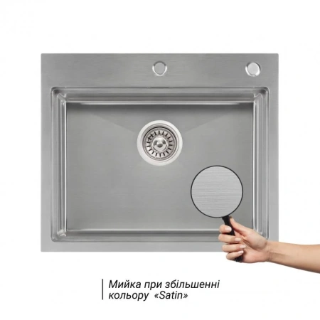 Фото Набір 3 в 1 Qtap кухонна мийка 60*50 3.0/1.2 мм Satin + сушарка + дозатор для миючого засобу