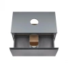 Тумба підвісна Qtap Robin 600х476х437 Graphite/Whitish oak зі стільницею