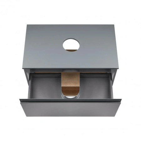 Тумба підвісна Qtap Robin 600х476х437 Graphite/Whitish oak зі стільницею