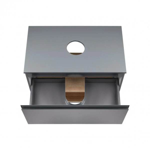 Тумба підвісна Qtap Robin 600х476х437 Graphite/Whitish oak зі стільницею