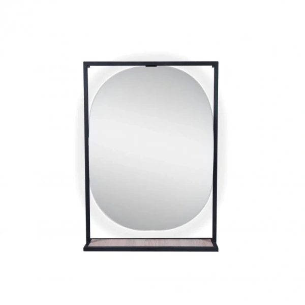 Дзеркало Qtap Taurus 800х850х140 Black/Whitish oak з LED-підсвічуванням
